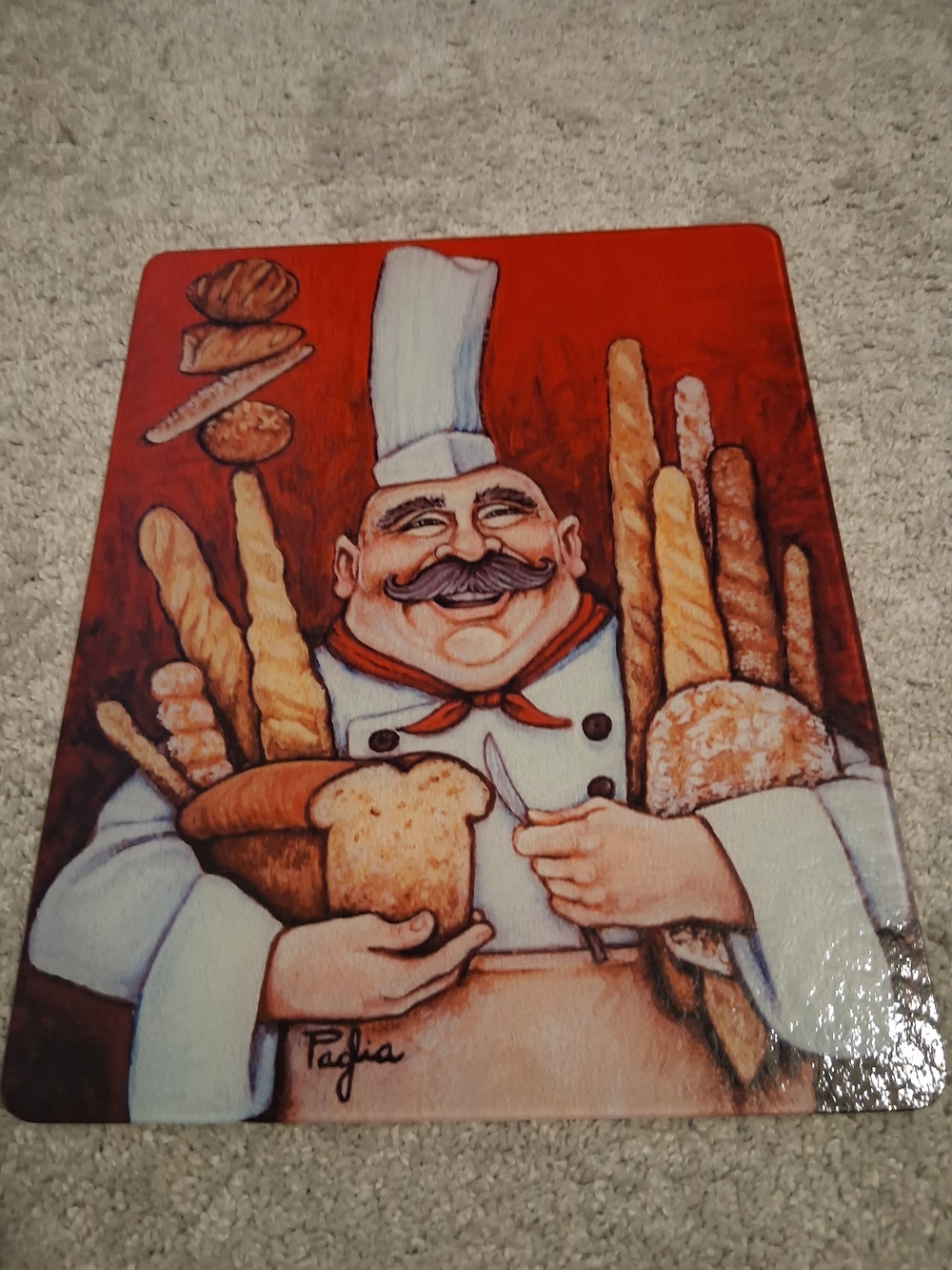 Chef Bread Decorative Cutting Board – Red